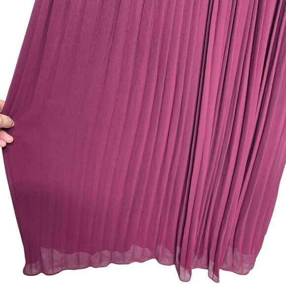 Lulu's Embroidered Bustier Pleated Skirt Burgundy Red Strapless Maxi Dress Small - Picture 4 of 7